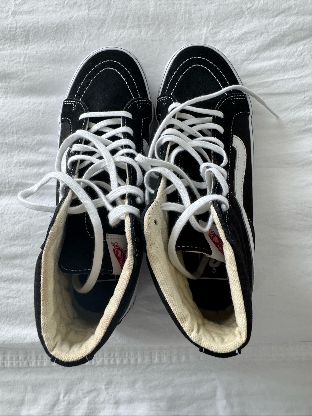 Vans Black and White High-Top Skate Shoes